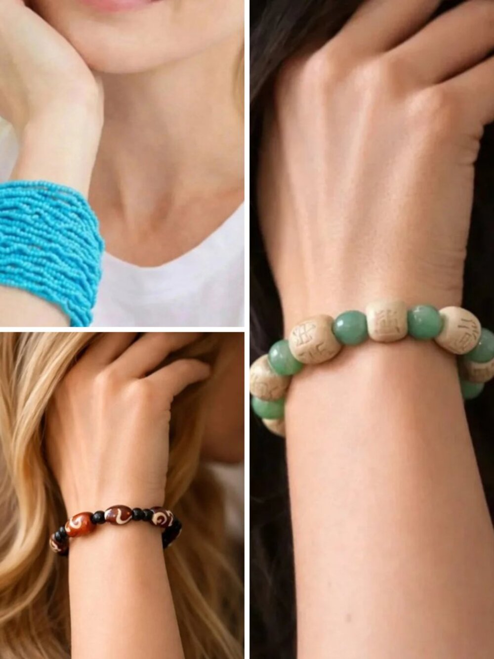Handmade 3 Beaded Bracelets